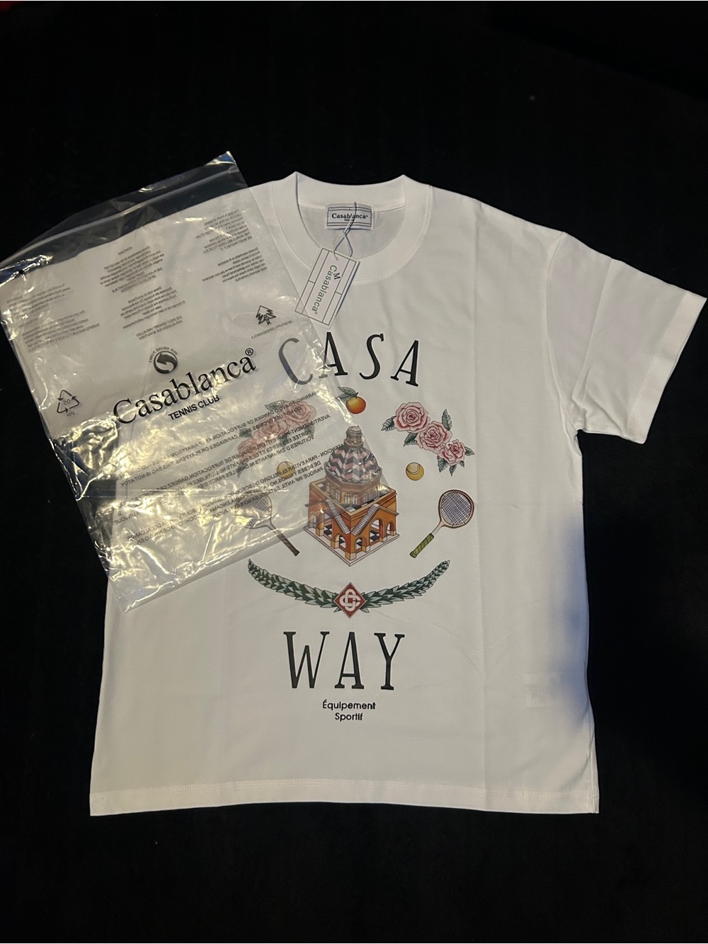 Casablanca White Graphic Short Sleeve Tee - Casa Way Print